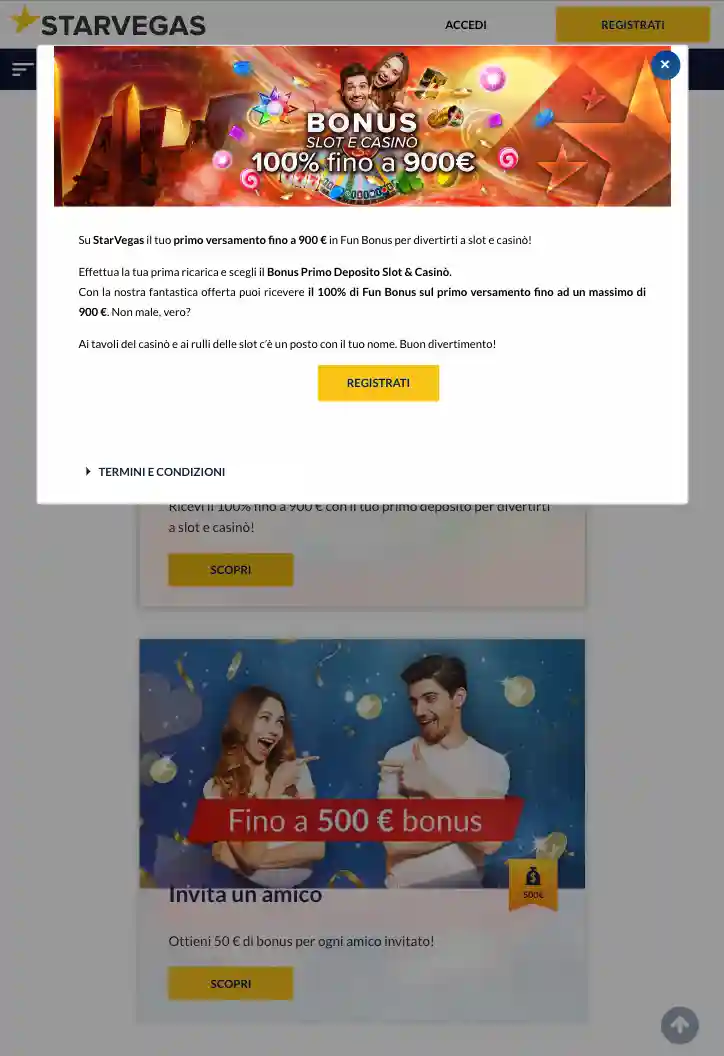 starvegas bonus benvenuto