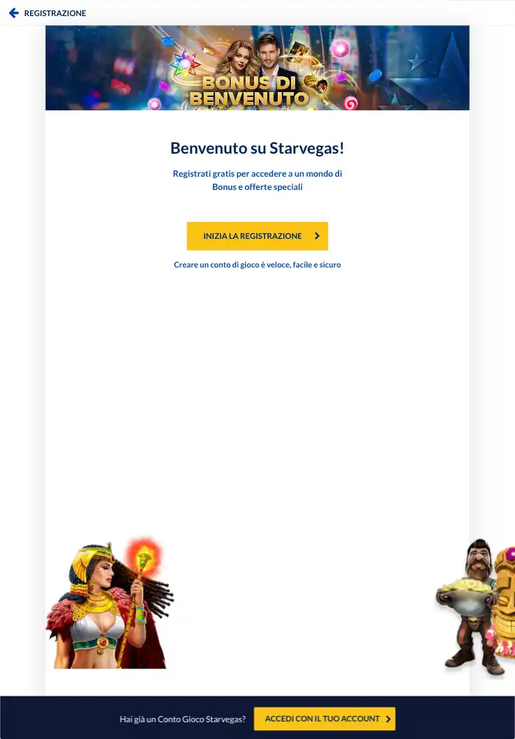 starvegas registrazione